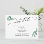 Nouveau Date Eucalyptus Reporté Faire-part Mariage (Debout devant)