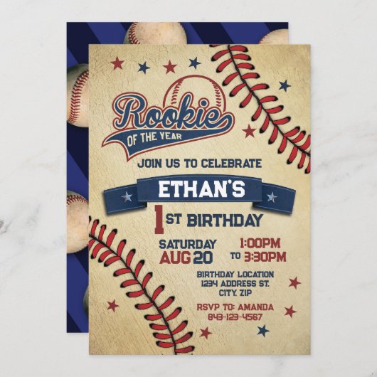 Nouveau de l'année première invitation anniversair (Devant / Derrière)