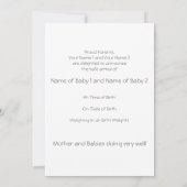 Nouveau Faire-part Baby Twins (Dos)