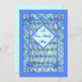 Nouveau Faire-part bébé garçon - couette lit bébé (Devant / Derrière)