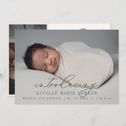 Nouveau Faire-part bébé Introduire un script (Devant / Derrière)