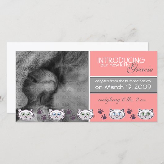 Nouveau Faire-part d'adoption des animaux (Devant / Derrière)