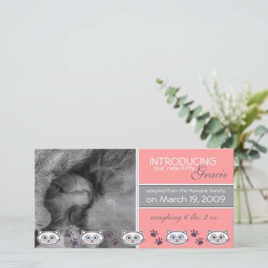 Nouveau Faire-part d'adoption des animaux (Debout devant)