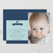 Nouveau faire-part de bébé/carte de remerciements (Devant / Derrière)