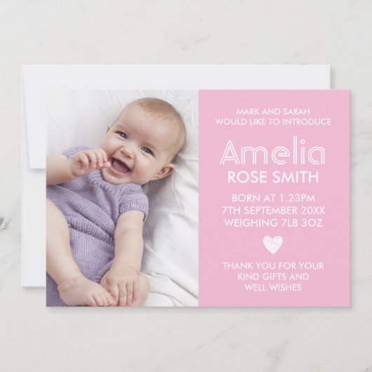 Nouveau faire-part de bébé/carte de remerciements (Devant)