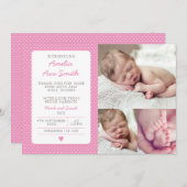 Nouveau faire-part de bébé/carte de remerciements (Devant / Derrière)