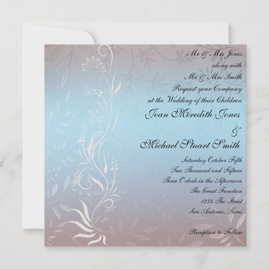 Nouveau Faire-part de mariage bleu (Devant)