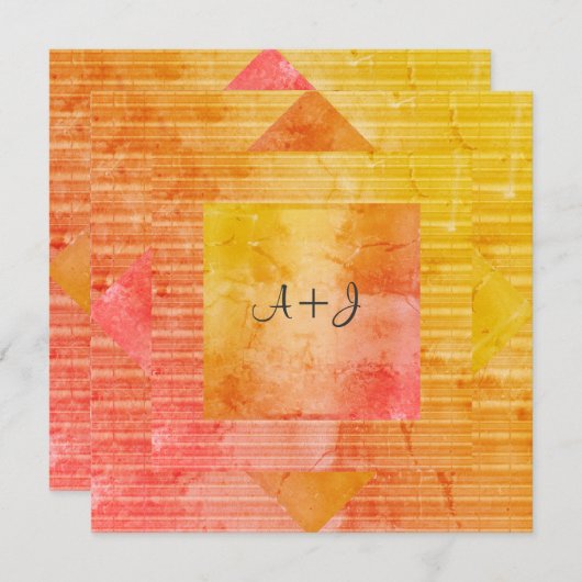 NOUVEAU FAIRE-PART DE MARIAGE ORANGE JAUNE RUSTIQU (Devant / Derrière)