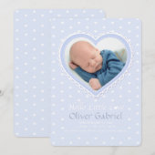 Nouveau Faire-part de naissance photo Love Blue (Devant / Derrière)