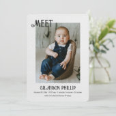 Nouveau Faire-part photo de cadre texturé bébé (Debout devant)