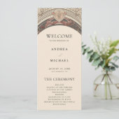  Nouveau Floral Antiek Art Deco bruiloft Programma (Staand voorkant)