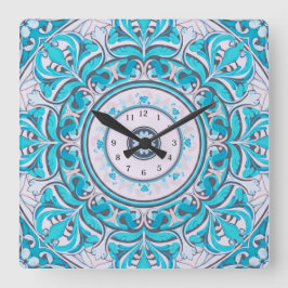 Nouveau Floral Mandala Wall Clock Vierkante Klok