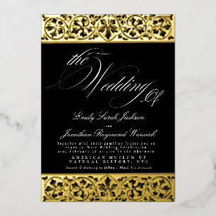 Nouveau Formele Kalligrafie Elegant Classic Zwart Folie Uitnodiging