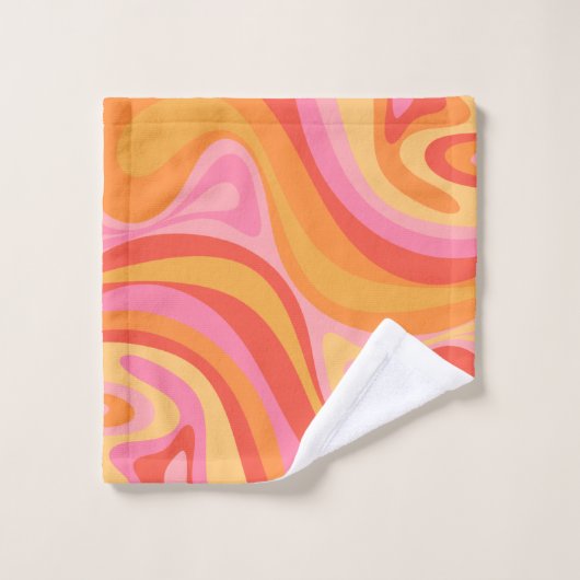 Nouveau Groove Retro Abstrait Motif rose et orange (Gant de toilette)