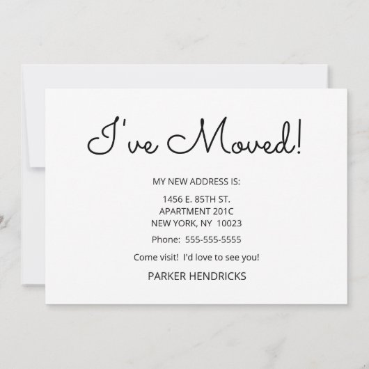 Nouveau Lieu Plus D'Espace Nouveau Faire-part Appa (Dos)