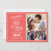 Nouveau M. et Mme Mariage Faire-part - Coral (Devant)