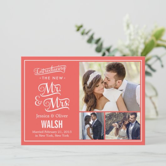 Nouveau M. et Mme Mariage Faire-part - Coral (Debout devant)