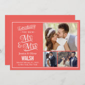 Nouveau M. et Mme Mariage Faire-part - Coral (Devant / Derrière)