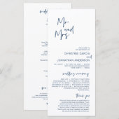 Nouveau M. et Mme, Programme de mariage bleu moder (Devant / Derrière)