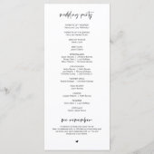 Nouveau M. et Mme, Programme de mariage minimalist (Dos)