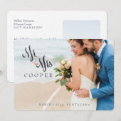 Nouveau M. Mme Modern Elopement Mariage Faire-part (Devant / Derrière)