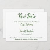 Nouveau Mariage Date Faire-part vert et blanc (Devant / Derrière)
