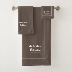 Nouveau mariés M. & Mme Ensemble de serviettes de