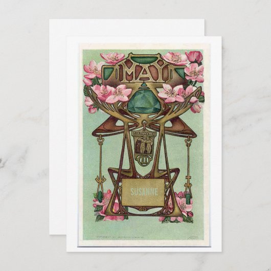 Nouveau May Gemini zodiac verjaardag Uitnodiging (Voorkant / Achterkant)