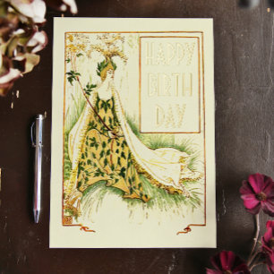  Nouveau Meadowsweet Walter Crane Verjaardag Folie Feestdagen Briefkaart