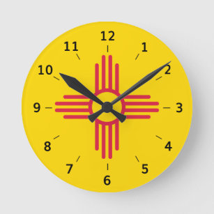 Nouveau Mexique Zia symbole Sun Horloge ronde