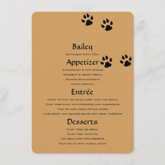 Nouveau Modèle de menu pour animaux (Devant)