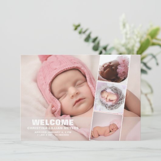 Nouveau-né Baby 4 Photo Collage Faire-part de nais (Debout devant)