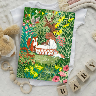 Nouveau-né Baby Boy Girl Animals Carte de félicita