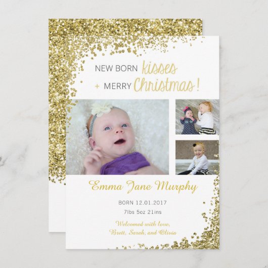 Nouveau né Baisers bébé Faire-part (Devant / Derrière)