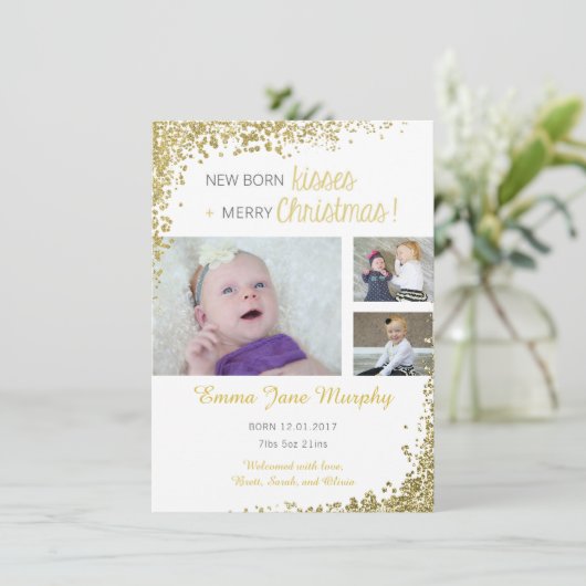 Nouveau né Baisers bébé Faire-part (Debout devant)