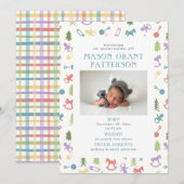 Nouveau-né Faire-part photo de vacances Pastel (Devant / Derrière)