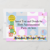 Nouveau-né Naissance Photo Faire-part de grossesse (Dos)