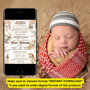 Nouveau-né neutre Musulman Aqiqah Invitation