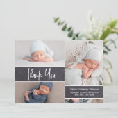 Nouveau-né photo collage baby shower moderne merci (Debout devant)