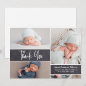 Nouveau-né photo collage baby shower moderne merci (Devant / Derrière)