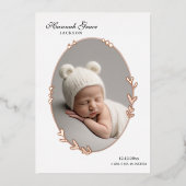 Nouveau-né Photo Scripty Oval Foil Faire-part de n (Recto)