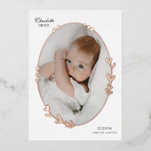 Nouveau-né Photo Scripty Oval Foil Faire-part de n (Recto)