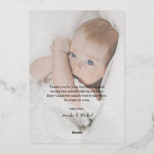 Nouveau-né Photo Scripty Oval Foil Faire-part de n (Verso)