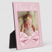 Nouveau né Pink Bow Baby Plaque photo (Côté)