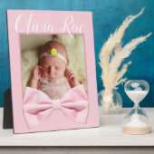Nouveau né Pink Bow Baby Plaque photo (Côté)