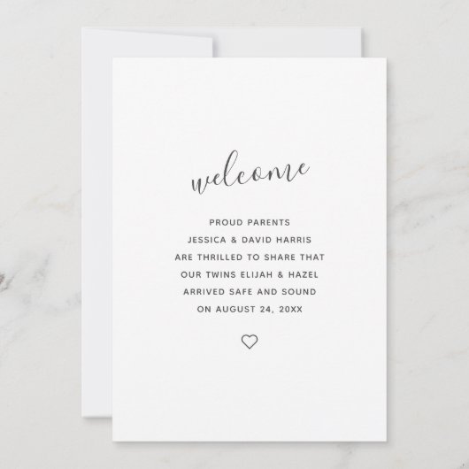 Nouveau-né Twins 2 faces Faire-part de naissance p (Dos)