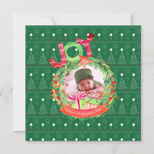 NOUVEAU Noël Bébé Photo Faire-part année revue (Devant)