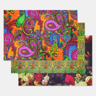 Nouveau Paisley Floral Sampler Inpakpapier Vel