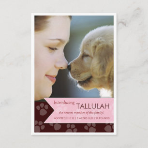 Nouveau Pet Brown Pink Bannière photo Faire-part