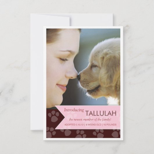 Nouveau Pet Brown Pink Bannière photo Faire-part (Devant)